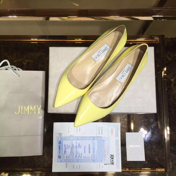 2016-17AW コレクション ジミーチュウスーパーコピー JIMMY CHOO☆ROMY レザーバレリーナ Yellow